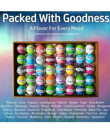 40 Large Organic Bath Bombs Gift Set - Infused with Essential Oils - Aromatherapy Spa Bombs for Women, Men & Kids - Bulk Individually Wrapped - Buy Online on GoSupps.com