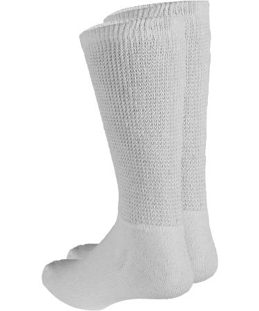 Truform Diabetic Socks for Men & Women - Medical Crew Length Mid Calf 3 Pairs - White - Optimal Comfort & Support - Buy Online on GoSupps.com