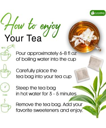 Lavendium Premium 75 JasmineGreen Tea Bags 100% Natural & Pure from Jasmine Green Tea. Jasmine Green Herbal Tea. Made with Natural Material Tea Bags. No Sugar No Gluten Vegan. - Buy Online on GoSupps.com