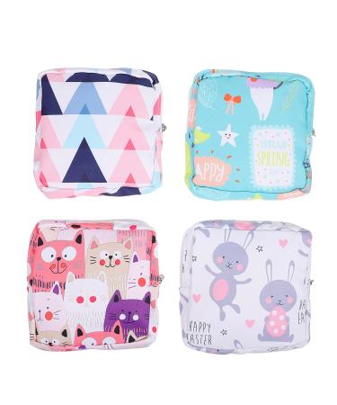 Storage bags for women's bandages 4pack - period bag with zipper for women's bands first period gifts for girls collecting bags for teenage girls pink 1st