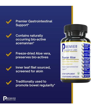 Premier Research Labs Aloe Vera Capsules - Supports Digestive Health - Acemannan Polysaccharides - 30 Plant-Source Capsules - Buy Online on GoSupps.com