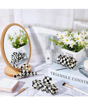 3 Piece Checkered Hair Claw Clips - Black and White Lattice Hair Barrettes for Women and Girls - Buy Online on GoSupps.com