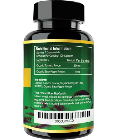 Ultra Pure Organic Turmeric Curcumin and Organic Black Pepper Capsules High Strength Food Supplement 120 Veg Capsules Soil Association Organic Certified and Vegetarian Society Approved - Made in UK - Buy Online on GoSupps.com