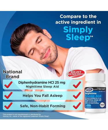 RIGHT REMEDIES Nighttime Sleep Aid Caplets Diphenhydramine HCl 25 mg Safe & Non-Habit Forming Compare to The Active Indgredient in Simply Sleep (300 ct) - Buy Online on GoSupps.com