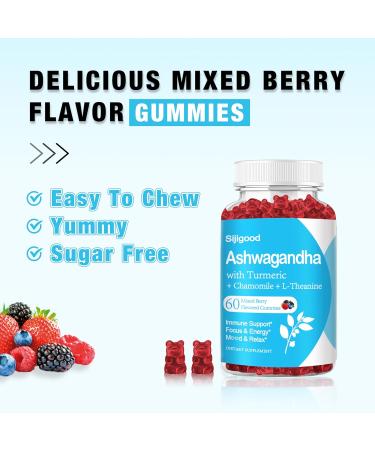 2 Pack Ashwagandha Gummies with L-theanine, Ashwa Root Supplement Gummy for Women Men, 120 Mixed Berry Flavored Gummies Mixed Berry 60 Count (Pack of 2) - Buy Online on GoSupps.com