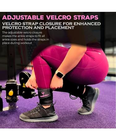 Padded Ankle Strap for Cable Machine - Adjustable Leg Straps for Gym Workouts - Black/Pink Ankle Cuffs for Glute Exercises - Buy Online on GoSupps.com