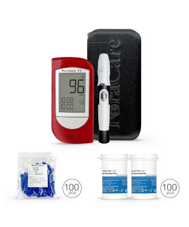 FORA Pro Voice V9 Diabetes Testing Kit | Talking Glucometer with 1 Meter, 100 Test Strips, 100 Lancets, Painless Lancing Device & Carry Case - Buy Online on GoSupps.com