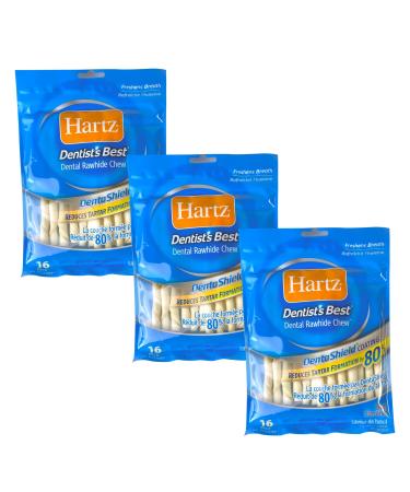 Hartz Dentist s Best DentaShield 5 Sticks Rawhide Chew 48 Sticks - 80% Less Tartar - Healthy Gums - Fresh Breath - Beef Flavor - Dental Care for Dog Pack of 48 Sticks for Small Dogs (3x16 Sticks)