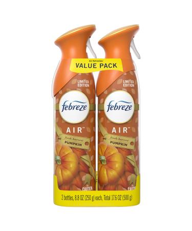 Febreze Air Odor-Eliminating Air Freshener, Fresh-Harvest Pumpkin, 2 Ct, 8.8 Fl Oz Each (17.6 Fl oz Total)