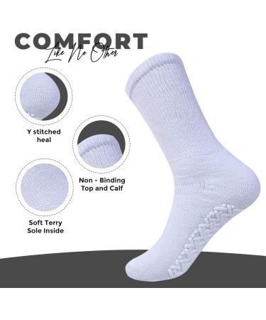 Diamond Star Anti Skid Non Slip Gripper Socks 6 Pack Grey - Size 10-13 - Diabetic & Hospital Crew Socks for Men and Women - Buy Online on GoSupps.com