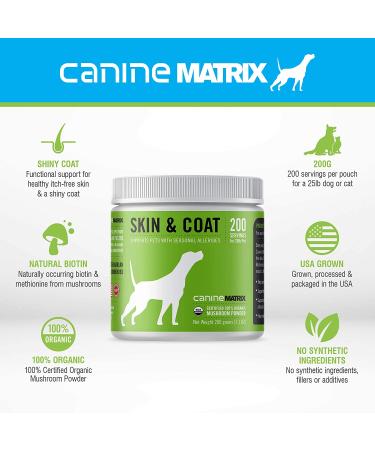 Canine Matrix Skin & Coat Mushroom Powder 7.1 oz | Natural Pet Supplement for Healthy Fur - Buy Online on GoSupps.com