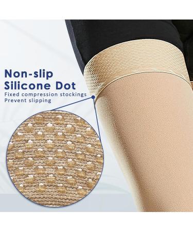Beister 15-20 mmHg Open Toe Medical Compression Stockings | Thigh High Support for Varicose Veins & Edema | Silicone Band | Beige Large - Buy Online on GoSupps.com