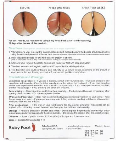 Baby Foot Original Foot Peel Mask for Men - Repair Dry, Cracked Feet, Remove Dead Skin, and Soften Heels - 2.4 Fl. Oz - Buy Online on GoSupps.com