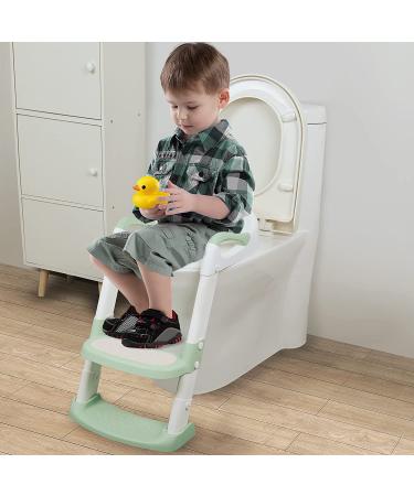 GrowthPic Potty Training Seat with Ladder  Toddlers Potty Seat for Toilet with Step Stool  Potty Ladder Toilet Seat Chair with Anti-Slip Pads for Kids Boys and Girls(White/Green) - Buy Online on GoSupps.com