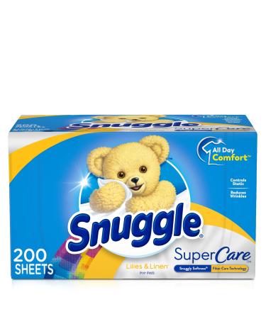 Snuggle SuperCare Fabric Softener Dryer Sheets, Lilies and Linen, 200 Count 200 Count (Pack of 1)