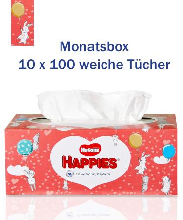 Huggies Happies Dry Baby Wipes - Soft Tear-Resistant 10 Packs of 100 Wipes - Monthly Supply for International Shipping - Buy Online on GoSupps.com