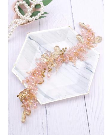 Kercisbeauty Dainty Gold and Champagne Headband for Brides Bridal Tiara Beads Headpiece Women Special Occasion Jewelry Handmade Wedding Gift Vintage - Buy Online on GoSupps.com