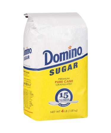 2 Bags Granulated Pure Cane White Sugar 4 LB Bag (Single) 1 Count (Pack of 2)