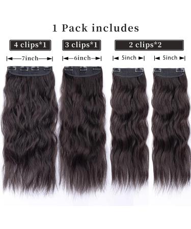 20 Dark Brown Synthetic Curly Clip-in Hair Extensions - 4Pcs Set for Women - Buy Online on GoSupps.com