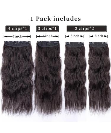 4Pcs Dark Brown 20 Inches Long Curly Clip in Human Hair Extensions - Thick Brunette Synthetic Hair - Buy Online on GoSupps.com