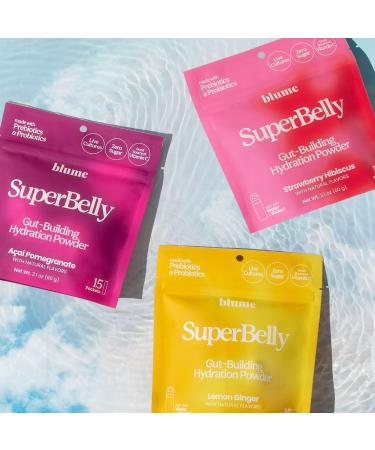 Blume SuperBelly Gut Health Hydration Packets Sugar-Free with Prebiotics Probiotics Apple Cider Vinegar and Electrolytes Strawberry Hibiscus 15 Sticks - Buy Online on GoSupps.com