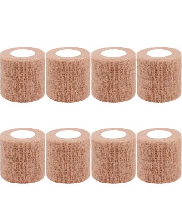 BQTQ 8 Rolls Cohesive Bandage 2 Inch Self Adherent Sport Wrap Tape Stretch Bandage Wrap Athletic Tape for Human and Animals Ankle Sprains Swelling Beige Beige 2 Inch