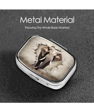 Broken Wall Elephant Printing Pill Case - Cute 2 Compartment Travel Organizer | Perfect Gift for Purse & Pocket - Buy Online on GoSupps.com