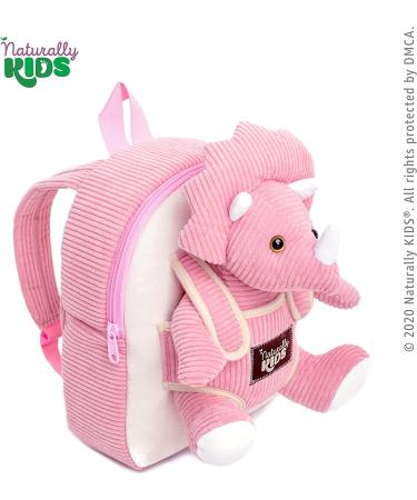 Naturally KIDS Small Dinosaur Backpack - Pink Triceratops Toy for Kids 3-5 - Buy Online on GoSupps.com