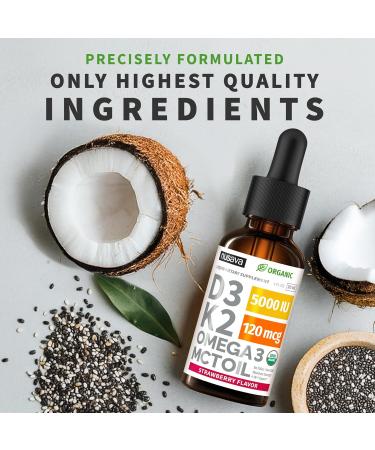 (2 Pack) Organic Vitamin D3 K2 Drops 5000 IU with MCT Oil Omega 3 - Maximum Strength Liquid D3 with No Fillers Non-GMO for Faster Absorption Immune Support (Strawberry 2 Fl Oz) Strawberry 1 Fl Oz (Pack of 2) - Buy Online on GoSupps.com