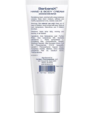 BerbereX Hand & Body Cream - Advanced Skin Repair for Dry, Cracked Skin - Moisturizing, Soothing, and Renewing Formula - Anti-Aging Treatment for Sun Burn, Eczema, Psoriasis - 4 oz - Buy Online on GoSupps.com