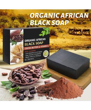  Yanobia Organic Deep Cocoa Butter Black Soap African Cocoa Butter Black Soap with Vitamin E Deep Cleansing Body and Face Cleanses & Rejuvenates for All Skin Types - Buy Online on GoSupps.com