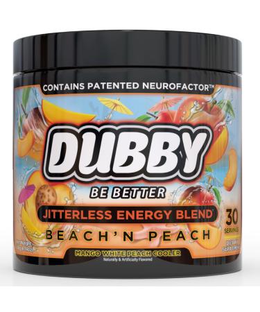Dubby - Gamer Energy Drink Powder for Gaming - Sugar Free Energy Drinks Nootropics Jitter-Free Natural Energy Powder Mango White Peach Flavor 30 Serving 5.61 Ounces (Beach'n Peach)