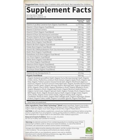 Garden of Life Organics Organic Multivitamin for Women - Womens Multi with Vitamin C D Folate B6 B12 Biotin Iron Vegan Whole Food Vitamins for Women Energy Skin Nails 60 Tablets 60 Count (Pack of 1) - Buy Online on GoSupps.com