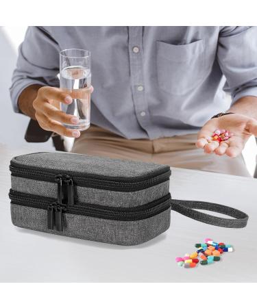 Trunab Portable Travel Bag with Weekly Pill Box Organizer - Travel Pill Case for Vitamins Fish Oil & Supplements - Grey - Buy Online on GoSupps.com
