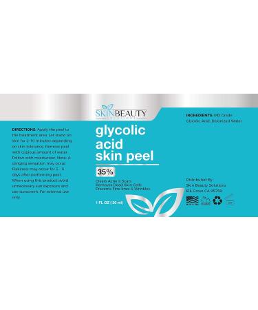 Skin Beauty Solutions (1 Oz / 30 Ml) Glycolic Acid 35% Skin Chemical Peel - Unbuffered - Alpha Hydroxy (AHA) For Acne Oily Skin Wrinkles Blackheads Large Pores & More - Buy Online on GoSupps.com