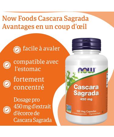 Now Foods Cascara Sagrada 450mg 100 Vegan Capsules Lab Tested Vegan Gluten Free Soy Free Vegetarian - Buy Online on GoSupps.com