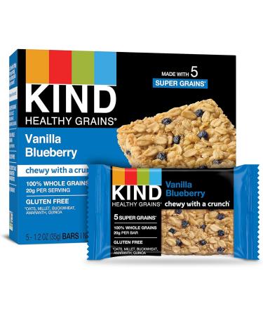 KIND Bars Dark Chocolate Nuts & Sea Salt Gluten Free Low Sugar 40 Grams 12 Count & Healthy Grains Bars Vanilla Blueberry Gluten Free 35 Grams 5 Count - Buy Online on GoSupps.com