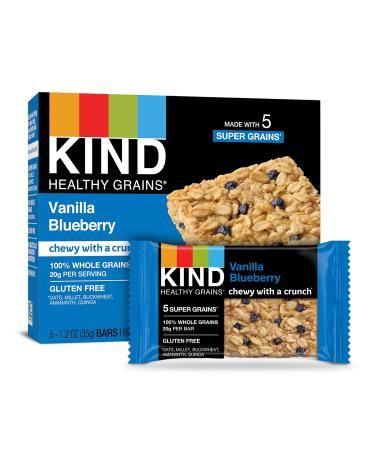KIND Healthy Grains Bars Vanilla Blueberry Gluten Free 35 Grams 5 Count