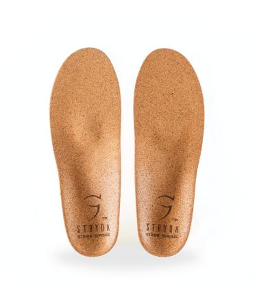 STRYDA Orthopedic Insoles - 100% Cork Soles to Promote Natural Foot Function - Barefoot Friendly Shoe Inserts for Feet Knees & Back - 100% Natural Vegan - S