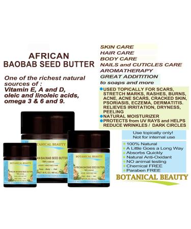 Botanical Beauty BAOBAB OIL BUTTER. 100% Natural RAW VIRGIN UNREFINED Cold Pressed for Face Skin Damaged Hair Lips Nails 4 Fl. oz. - 120 ml. Rich in Vitamin C 4 Ounce (Pack of 1) - Buy Online on GoSupps.com