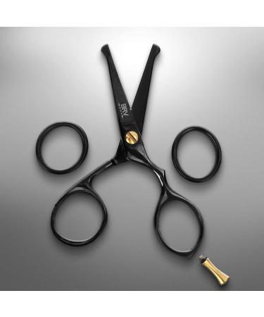 BRV MEN German Steel Titanium Plated Rounded-Tip Scissors - Professional Facial Hair Grooming Trimmer for Beard, Mustache, Nose, and Ear Hair - Black - Buy Online on GoSupps.com