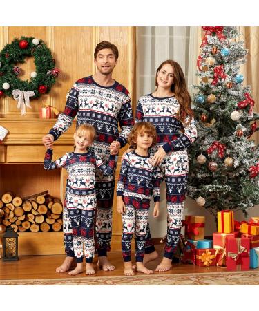 PatPat Family Christmas PJs Matching Sets - Reindeer & Snowflake Patterned Sleepwear for Couples & Kids (8-9 Years) - Royal Blue - Buy Online on GoSupps.com