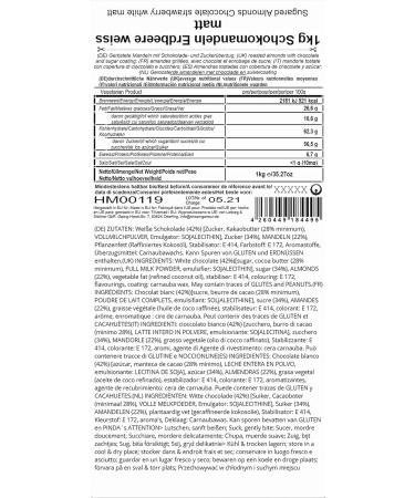 EinsSein 1 kg d'amandes au chocolat fraise blanc mat | drag es bapt me communion f te party candybar | cadeaux pour invit s de mariage | bonbons aux amandes | Badem sekeri - Buy Online on GoSupps.com