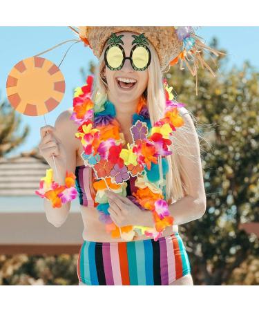 GALPADA 1 Set Pineapple Sunglasses and Hawaiian Leis Set Luau Flower Leis Necklace Headbands and Wristbands for Tropical Hawaiian Beach Party Decorations Birthday Party Favors - Buy Online on GoSupps.com