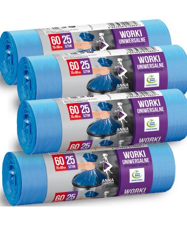 Blue garbage bags 60l with handle extra thin advantage pack 100 pieces - 70x60cm 9.5 m 100% recycled EucertPlast - Henkel closure office & everyday use durable 100 pieces (1 Pack) 100 pieces - 60 l - 9.5 m - Buy Online on GoSupps.com
