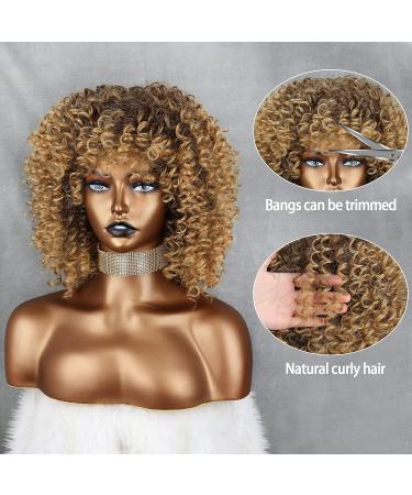 Xinran 14 Blonde Curly Afro Wig for Black Women - Brown to Blonde Mix - Synthetic 70s Kinky Afro Wig - Buy Online on GoSupps.com