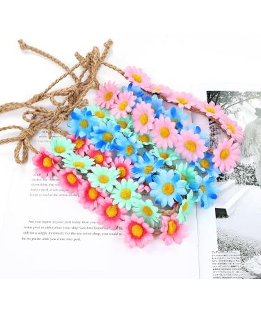 Cinaci 8 Pieces Beach Hawaiian Festival Hippie Party Wedding Bridal Sunflower Daisy Flower Headbands Tiara Crowns Floral Hair Wreaths Bands Headpieces for Women Girls Teens Kids - Buy Online on GoSupps.com
