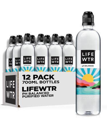 LIFEWTR Premium Purified Water, pH Balanced with Electrolytes, 100% recycled plastic bottles, 23.7 Fl Oz Flip Cap Bottles, 700 mL (Pack of 12) LIFEWTR 23.7 Fl Oz (Pack of 12)