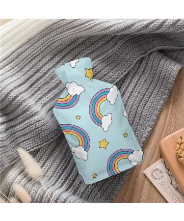 Stars Rainbow Hot Water Bottle with Plush Cover Hand Warmer for Adults & Kids 26.5x15.3cm Ideal for Cold Nights & Comfort - Buy Online on GoSupps.com