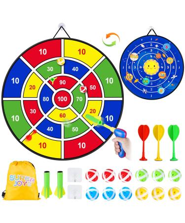 Toy Sports Dart Games, 22pcs Kids Double Sided Dart Board, Indoor Outdoor Party Games Toys Gifts for 5 6 7 8 9 Year Old Boys Girls & Adult Blue 1